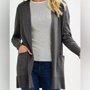 Nine West Gray Open Front Charcoal Cardigan Sweater